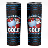 Santa Clause Golf Wonderland Christmas Skinny Tumbler Xmas Holiday Patterns - Wonder Print Shop