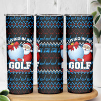 Santa Clause Golf Wonderland Christmas Skinny Tumbler Xmas Holiday Patterns - Wonder Print Shop