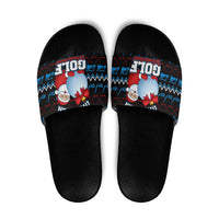 Santa Clause Golf Wonderland Christmas Slide Sandals Xmas Holiday Patterns - Wonder Print Shop