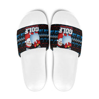Santa Clause Golf Wonderland Christmas Slide Sandals Xmas Holiday Patterns - Wonder Print Shop