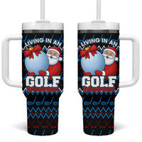 Santa Clause Golf Wonderland Christmas Tumbler With Handle Xmas Holiday Patterns - Wonder Print Shop
