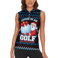 Santa Clause Golf Wonderland Christmas Women Sleeveless Polo Shirt Xmas Holiday Patterns - Wonder Print Shop