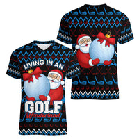 Santa Clause Golf Wonderland Christmas Women V-Neck T-Shirt Xmas Holiday Patterns - Wonder Print Shop