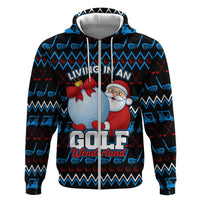 Santa Clause Golf Wonderland Christmas Zip Hoodie Xmas Holiday Patterns - Wonder Print Shop