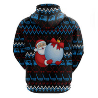 Santa Clause Golf Wonderland Christmas Zip Hoodie Xmas Holiday Patterns - Wonder Print Shop