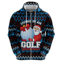 Santa Clause Golf Wonderland Christmas Zip Hoodie Xmas Holiday Patterns - Wonder Print Shop