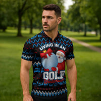 Santa Clause Golf Wonderland Christmas Zipper Polo Shirt Xmas Holiday Patterns - Wonder Print Shop