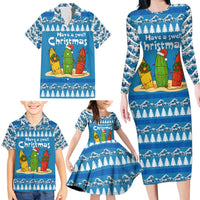 Santa Fist Christmas Family Matching Long Sleeve Bodycon Dress and Hawaiian Shirt Xmas Holiday Patterns - Wonder Print Shop