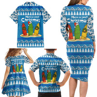 Santa Fist Christmas Family Matching Long Sleeve Bodycon Dress and Hawaiian Shirt Xmas Holiday Patterns - Wonder Print Shop