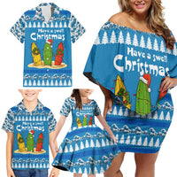 Santa Fist Christmas Family Matching Off Shoulder Short Dress and Hawaiian Shirt Xmas Holiday Patterns - Wonder Print Shop