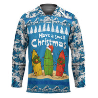 Santa Fist Christmas Hockey Jersey Xmas Holiday Patterns - Wonder Print Shop