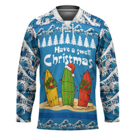 Santa Fist Christmas Hockey Jersey Xmas Holiday Patterns - Wonder Print Shop