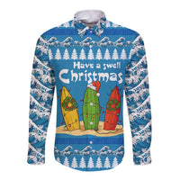 Santa Fist Christmas Long Sleeve Button Shirt Xmas Holiday Patterns - Wonder Print Shop