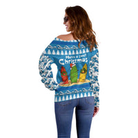 Santa Fist Christmas Off Shoulder Sweater Xmas Holiday Patterns - Wonder Print Shop