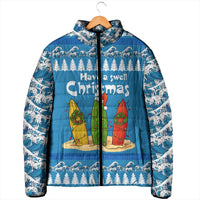 Santa Fist Christmas Padded Jacket Xmas Holiday Patterns - Wonder Print Shop