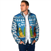 Santa Fist Christmas Padded Jacket Xmas Holiday Patterns - Wonder Print Shop