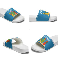 Santa Fist Christmas Slide Sandals Xmas Holiday Patterns - Wonder Print Shop