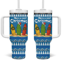 Santa Fist Christmas Tumbler With Handle Xmas Holiday Patterns - Wonder Print Shop