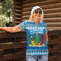 Santa Fist Christmas Women Polo Shirt Xmas Holiday Patterns - Wonder Print Shop