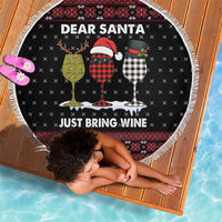 Santa Just Bring Wine Christmas Beach Blanket Xmas Holiday Patterns - Wonder Print Shop