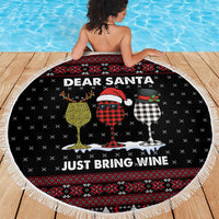 Santa Just Bring Wine Christmas Beach Blanket Xmas Holiday Patterns - Wonder Print Shop