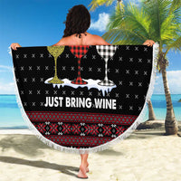 Santa Just Bring Wine Christmas Beach Blanket Xmas Holiday Patterns - Wonder Print Shop