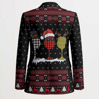 Santa Just Bring Wine Christmas Blazer Xmas Holiday Patterns - Wonder Print Shop