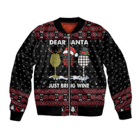 Santa Just Bring Wine Christmas Bomber Jacket Xmas Holiday Patterns - Wonder Print Shop