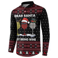 Santa Just Bring Wine Christmas Button Sweatshirt Xmas Holiday Patterns - Wonder Print Shop
