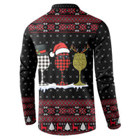 Santa Just Bring Wine Christmas Button Sweatshirt Xmas Holiday Patterns - Wonder Print Shop