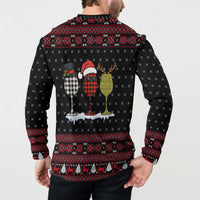 Santa Just Bring Wine Christmas Button Sweatshirt Xmas Holiday Patterns - Wonder Print Shop