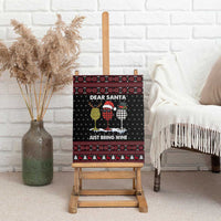 Santa Just Bring Wine Christmas Canvas Wall Art Xmas Holiday Patterns - Wonder Print Shop
