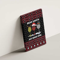 Santa Just Bring Wine Christmas Canvas Wall Art Xmas Holiday Patterns - Wonder Print Shop