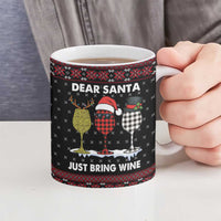 Santa Just Bring Wine Christmas Ceramic Mug Xmas Holiday Patterns - Wonder Print Shop