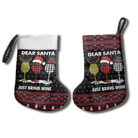 Santa Just Bring Wine Christmas Stocking Xmas Holiday Patterns - Wonder Print Shop