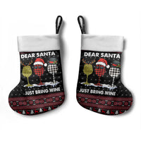 Santa Just Bring Wine Christmas Stocking Xmas Holiday Patterns - Wonder Print Shop