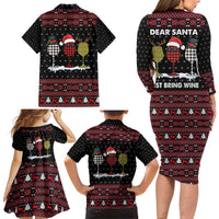 Santa Just Bring Wine Christmas Family Matching Long Sleeve Bodycon Dress and Hawaiian Shirt Xmas Holiday Patterns - Wonder Print Shop