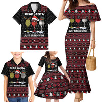 Santa Just Bring Wine Christmas Family Matching Mermaid Dress and Hawaiian Shirt Xmas Holiday Patterns - Wonder Print Shop