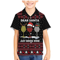 Santa Just Bring Wine Christmas Family Matching Mermaid Dress and Hawaiian Shirt Xmas Holiday Patterns - Wonder Print Shop