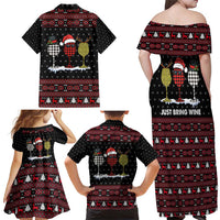 Santa Just Bring Wine Christmas Family Matching Off Shoulder Maxi Dress and Hawaiian Shirt Xmas Holiday Patterns - Wonder Print Shop