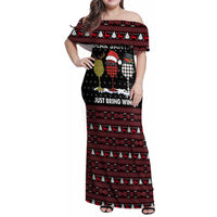 Santa Just Bring Wine Christmas Family Matching Off Shoulder Maxi Dress and Hawaiian Shirt Xmas Holiday Patterns - Wonder Print Shop