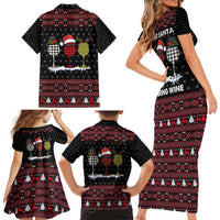 Santa Just Bring Wine Christmas Family Matching Short Sleeve Bodycon Dress and Hawaiian Shirt Xmas Holiday Patterns - Wonder Print Shop