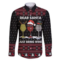 Santa Just Bring Wine Christmas Family Matching Tank Maxi Dress and Hawaiian Shirt Xmas Holiday Patterns - Wonder Print Shop