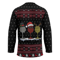 Santa Just Bring Wine Christmas Hockey Jersey Xmas Holiday Patterns - Wonder Print Shop