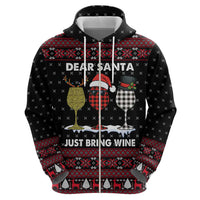 Santa Just Bring Wine Christmas Hoodie Xmas Holiday Patterns - Wonder Print Shop