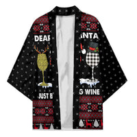 Santa Just Bring Wine Christmas Kimono Xmas Holiday Patterns - Wonder Print Shop