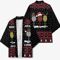 Santa Just Bring Wine Christmas Kimono Xmas Holiday Patterns - Wonder Print Shop