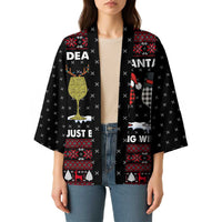 Santa Just Bring Wine Christmas Kimono Xmas Holiday Patterns - Wonder Print Shop