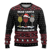 Santa Just Bring Wine Christmas Ugly Christmas Sweater Xmas Holiday Patterns - Wonder Print Shop