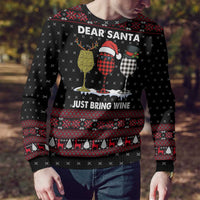 Santa Just Bring Wine Christmas Ugly Christmas Sweater Xmas Holiday Patterns - Wonder Print Shop